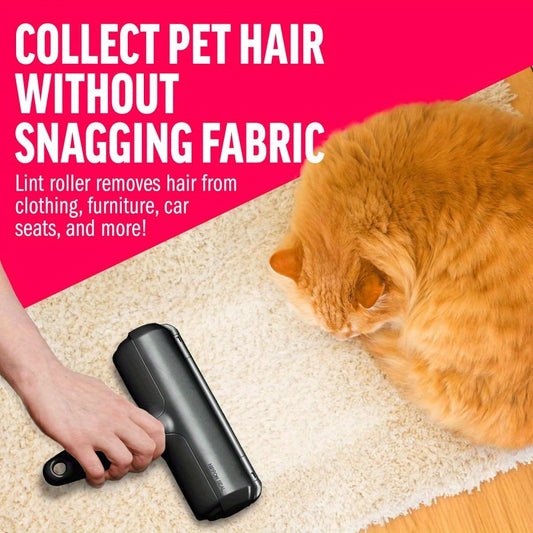 Pet Hair Remover and Reusable Lint Roller- Black Cat and Dog Hair Remover for Furniture, Sofa, Carpet, Clothes and Bedding- Portable Multi-Surface Hair Removal Tool
